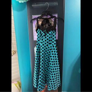 Dressystar Black and Blue Polka Dot Dress